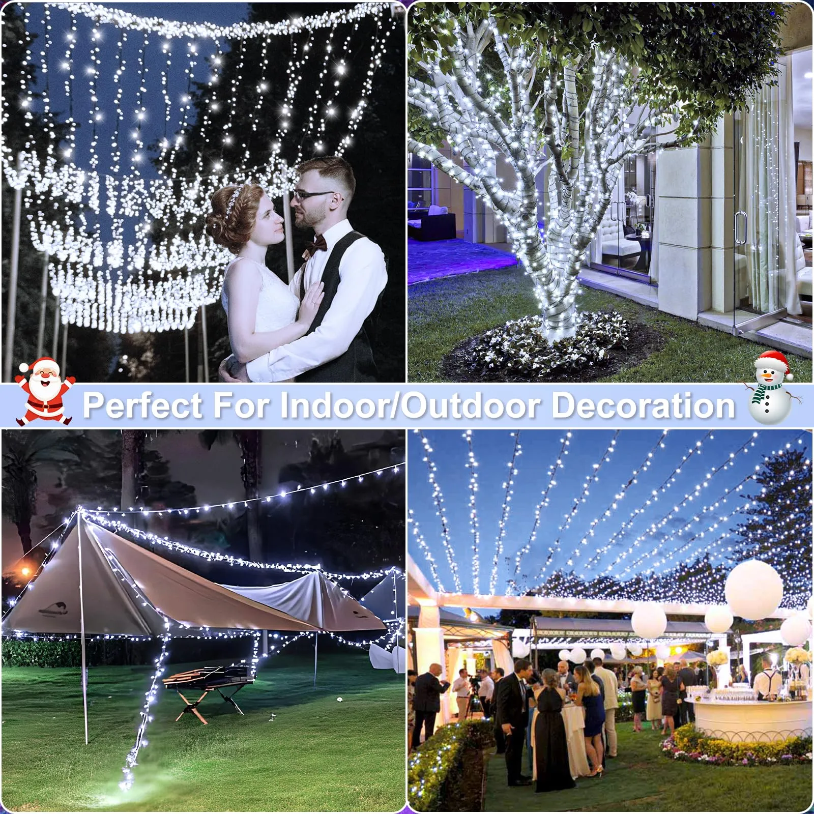 100FT 300 LED Christmas Tree Lights, Christmas Lights Outdoor with 8 Modes Waterproof, Green Wire Plug in String Twinkle Lights for Indoor House Patio Weeding Holiday Decorations, White