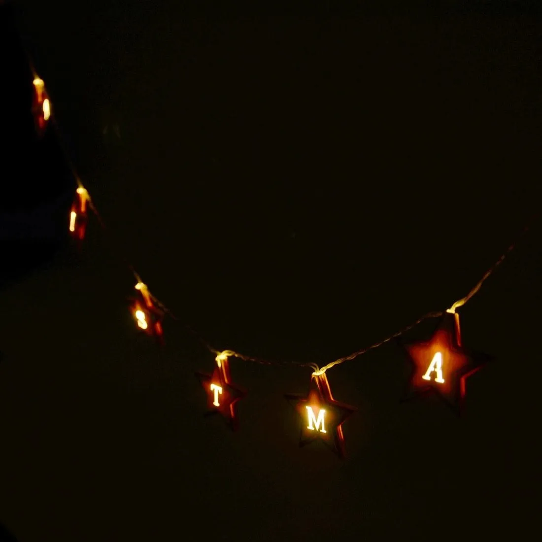 14 Warm White LED Merry Christmas Star Xmas String Lights