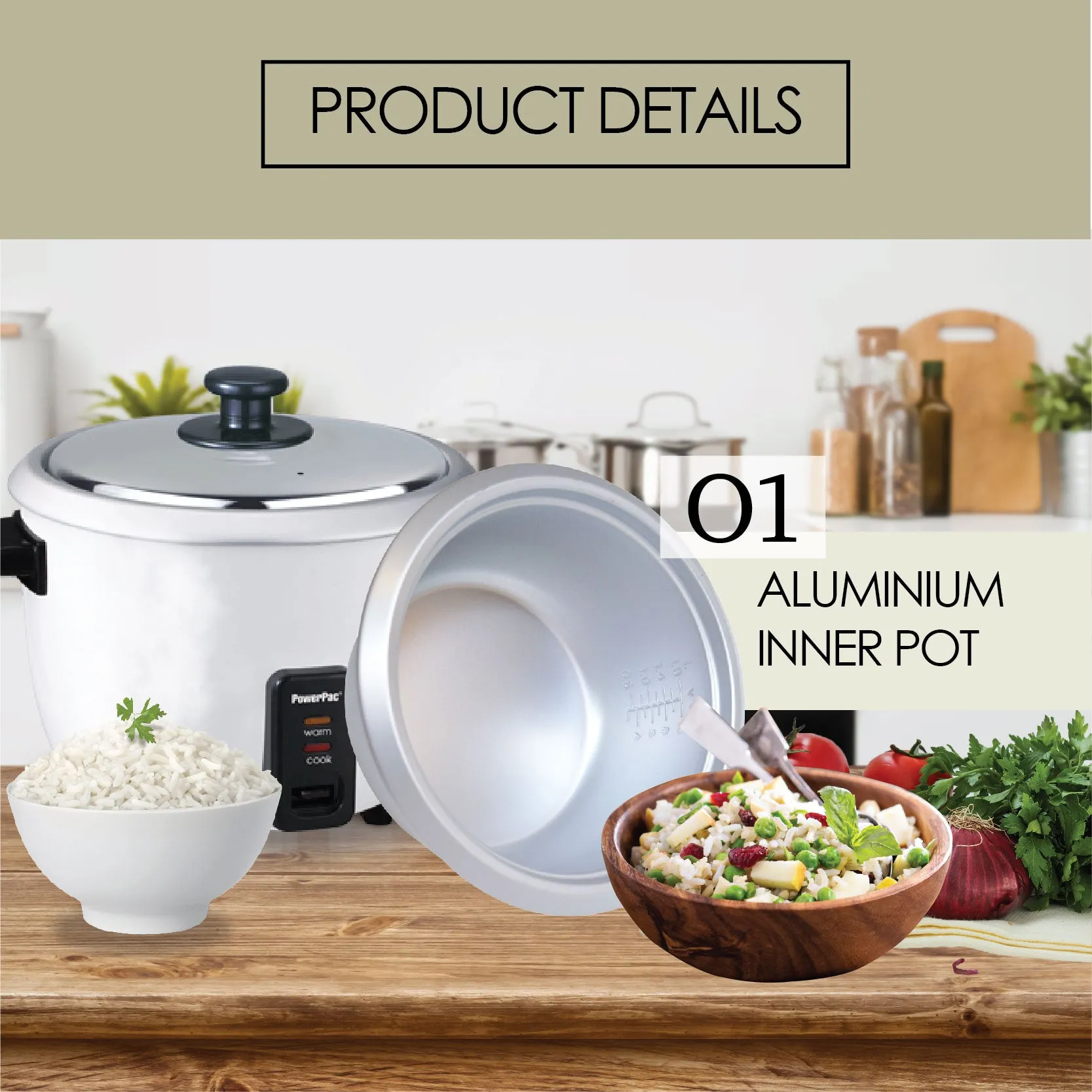 1.5L Rice Cooker with  Aluminium Inner Pot (PPRC6)