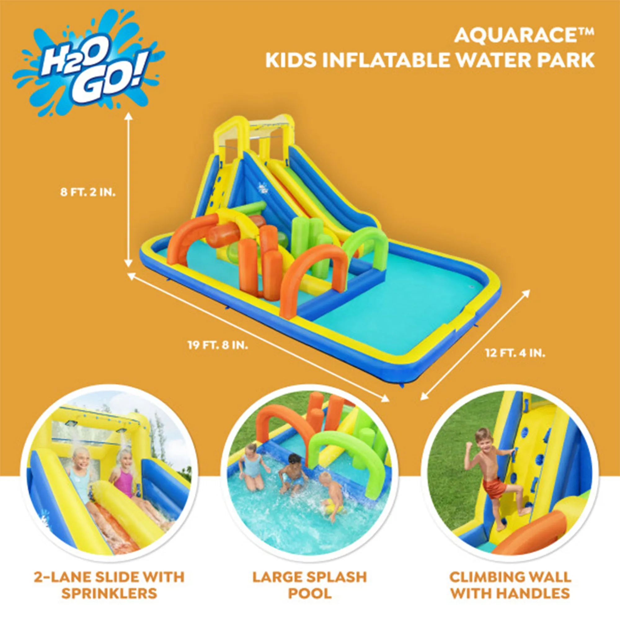 19 Foot Tall AquaRace Kids Inflatable Water Park w/ Dual Slides (Used)