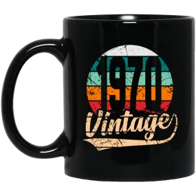 1970 Vintage Gift, Retro 1970, 1970 Vintage Design, Birthday Gift For 1970 Black Mug