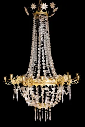 19th Century Gilt Bronze & Crystal French Chandelier