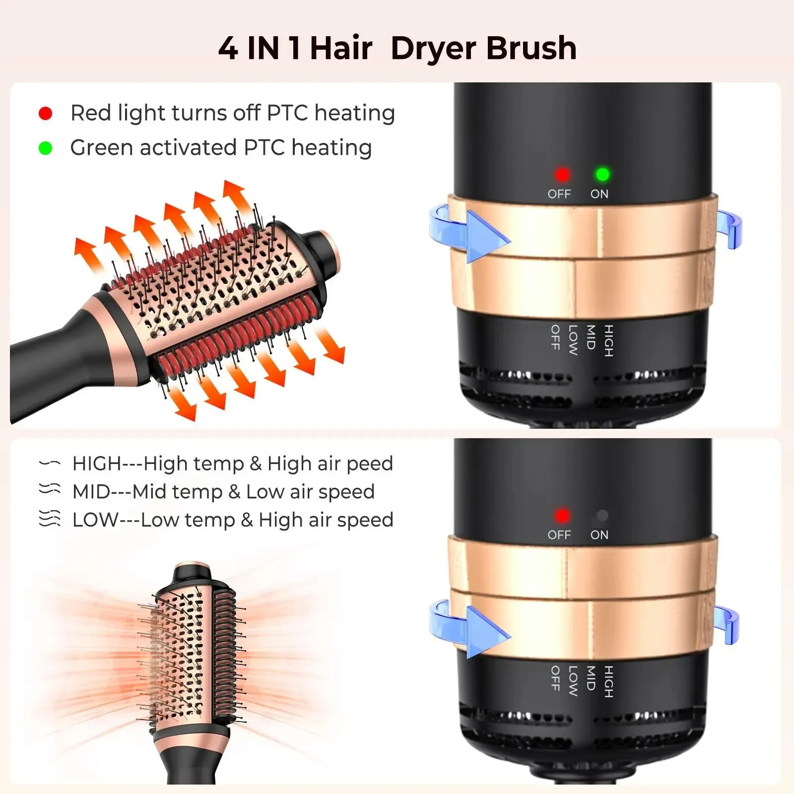 2 in 1 Blow Dryer Brush Hair Straightener Brush