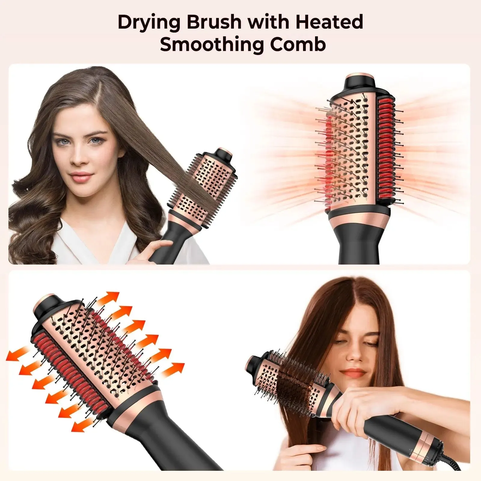 2 in 1 Blow Dryer Brush Hair Straightener Brush