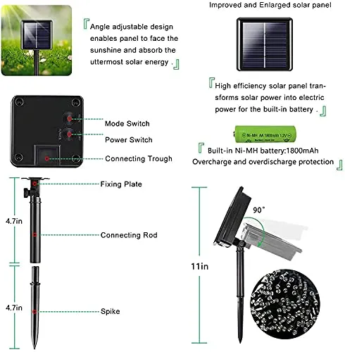 2-Pack Solar String Lights Outdoor, 400 LED Extra-Long 144ft Waterproof Solar Christmas Lights with 8 Lighting Modes, Green Wire Solar Tree Lights for Xmas Party Garden Patio Decorations (Warm White)