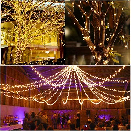 2-Pack Solar String Lights Outdoor, 400 LED Extra-Long 144ft Waterproof Solar Christmas Lights with 8 Lighting Modes, Green Wire Solar Tree Lights for Xmas Party Garden Patio Decorations (Warm White)