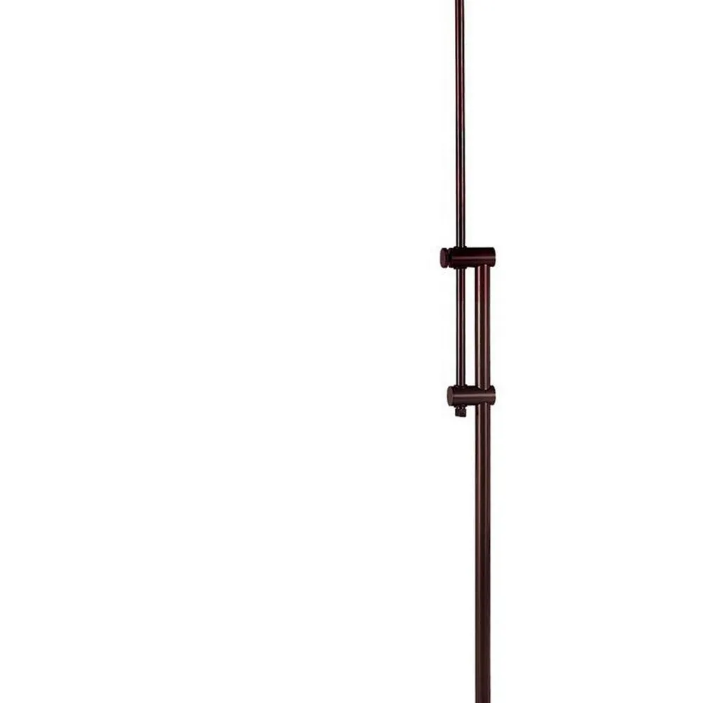 3 Way Metal Floor Lamp with and Adjustable Height Mechanism, Brown By Casagear Home