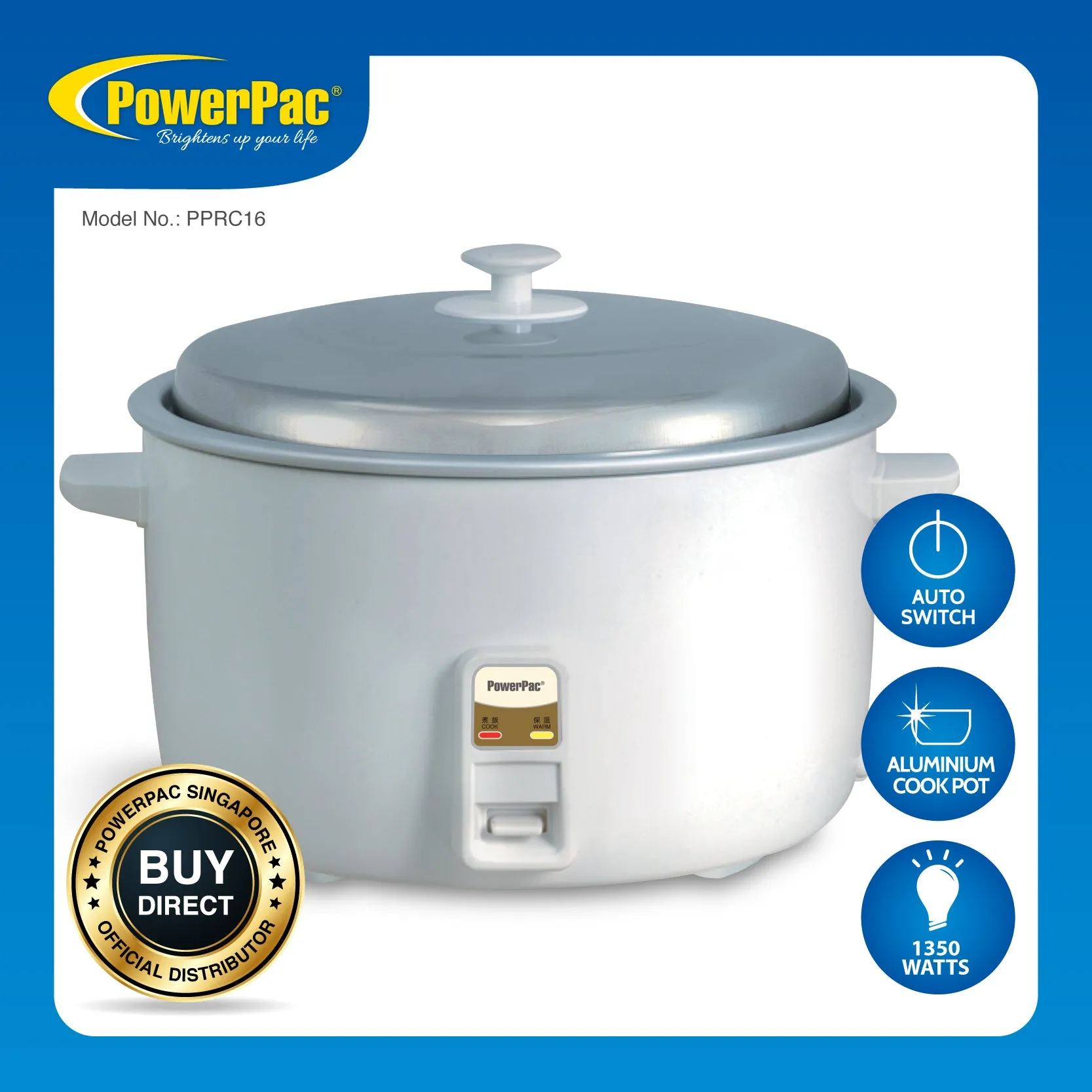 3.6L Rice Cooker with Aluminium Lid (PPRC16)