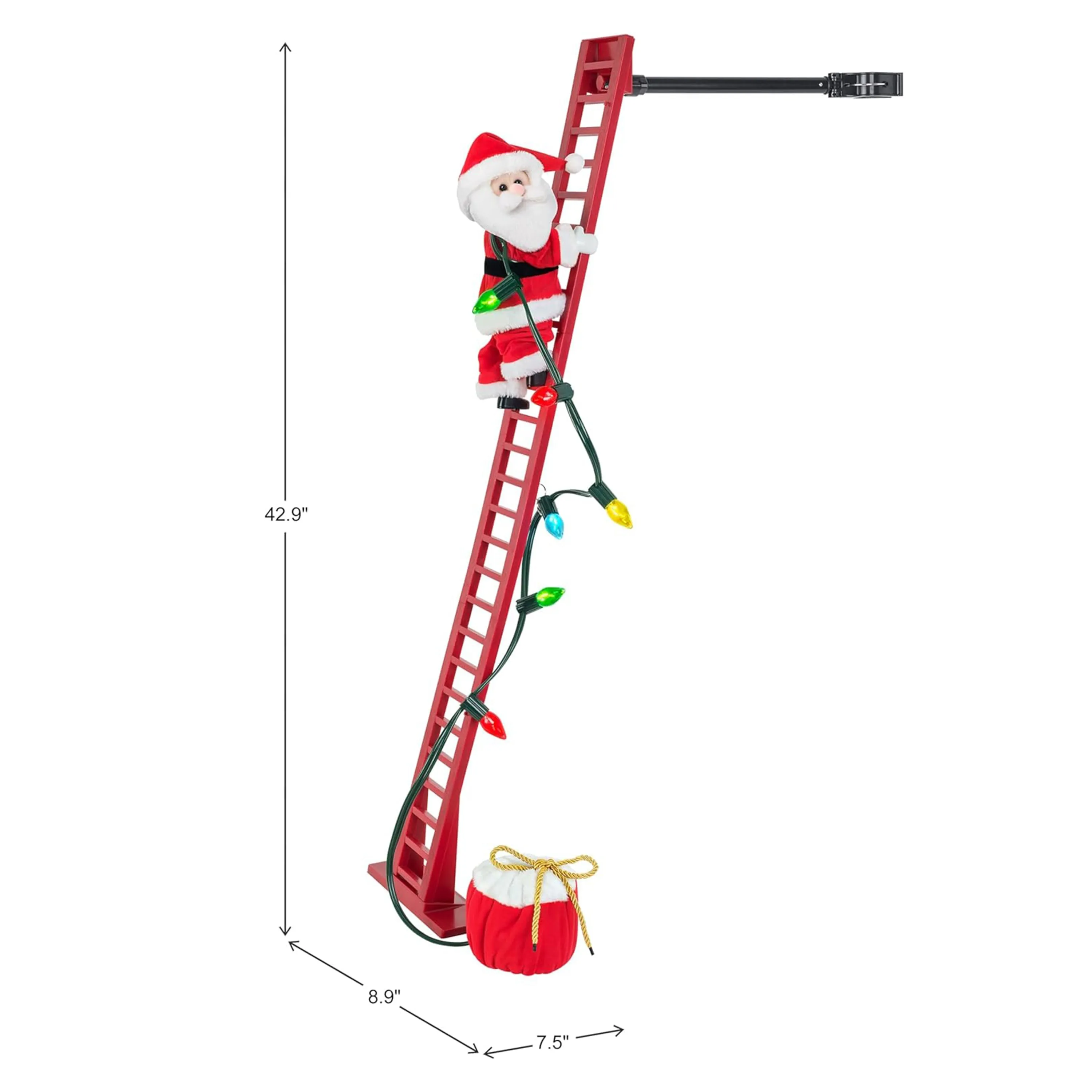 43 in. Animated Ladder Climbing White Santa