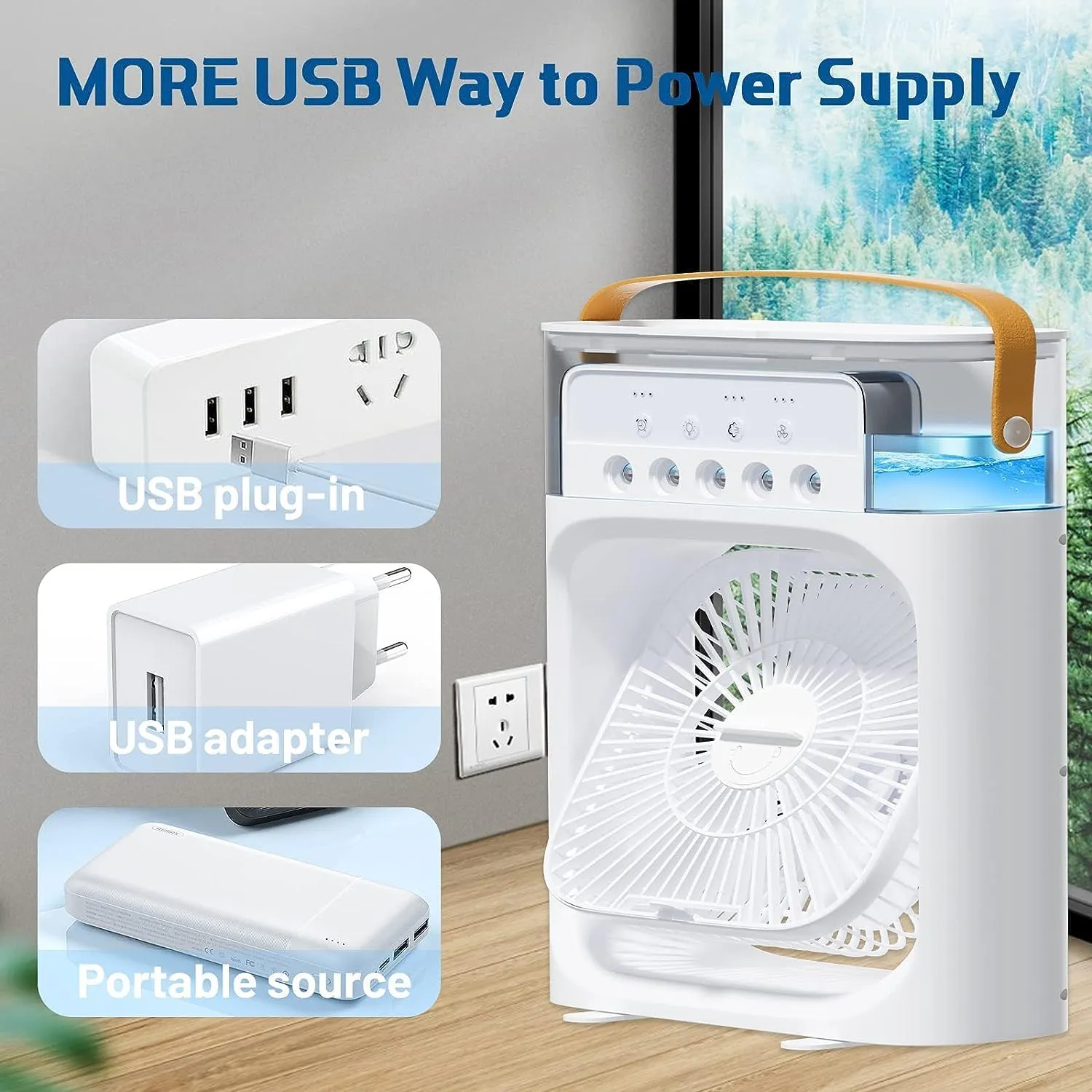 4in1 Air Conditioner Humidifier Fan With Lights