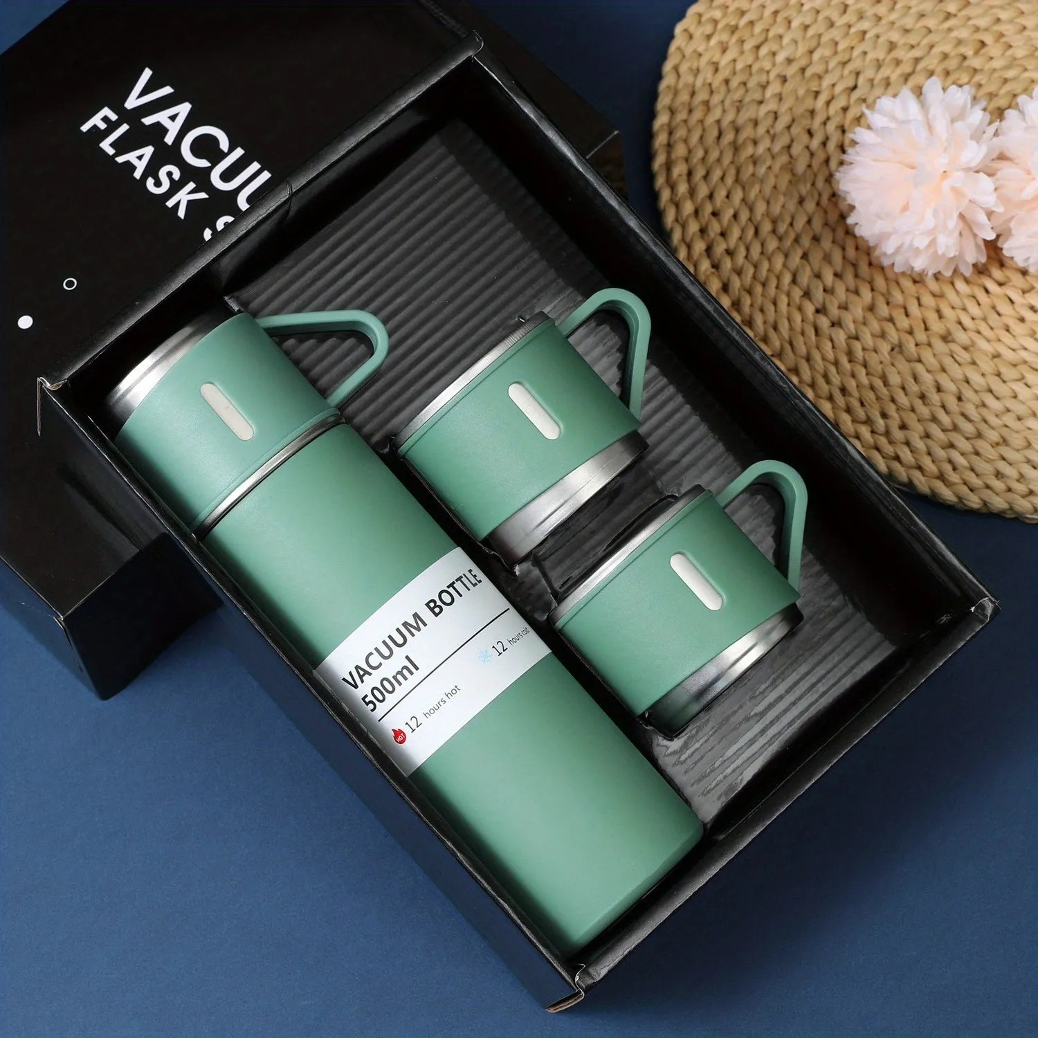 500ml Stainless Steel Vacuum Flask Set for HotCold Drinks