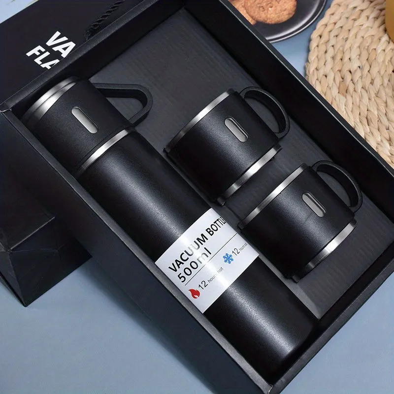 500ml Stainless Steel Vacuum Flask Set for HotCold Drinks