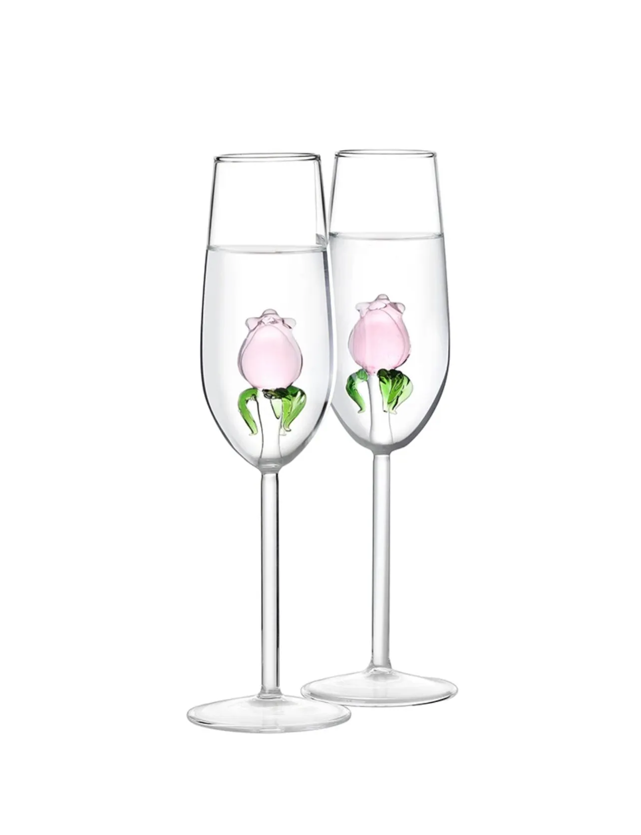 7.4oz, 3D PINK ROSÉ Champagne Flute, Set of 2