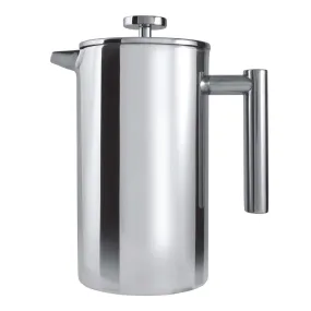 8 Cup Straight Sided Cafetiere, Mirror Finish