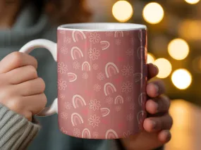 Abstract Rainbow Heart Pattern Mug, Pink Love Aesthetic, Cozy Morning Coffee Cup, Unique Gift Idea, Home Decor, Office Mug