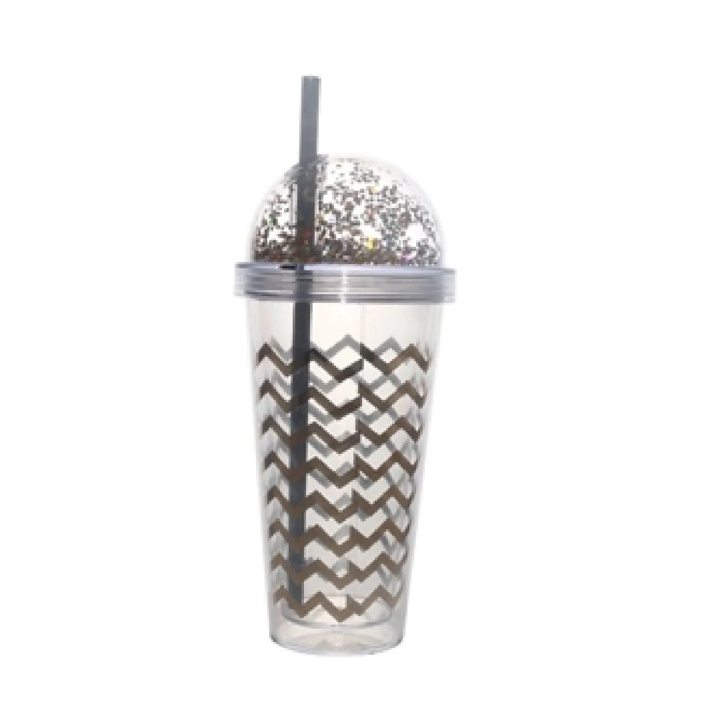 Acrylic Smoothie Tumbler 350ml with Straw Double Wall Gold Wave 37050