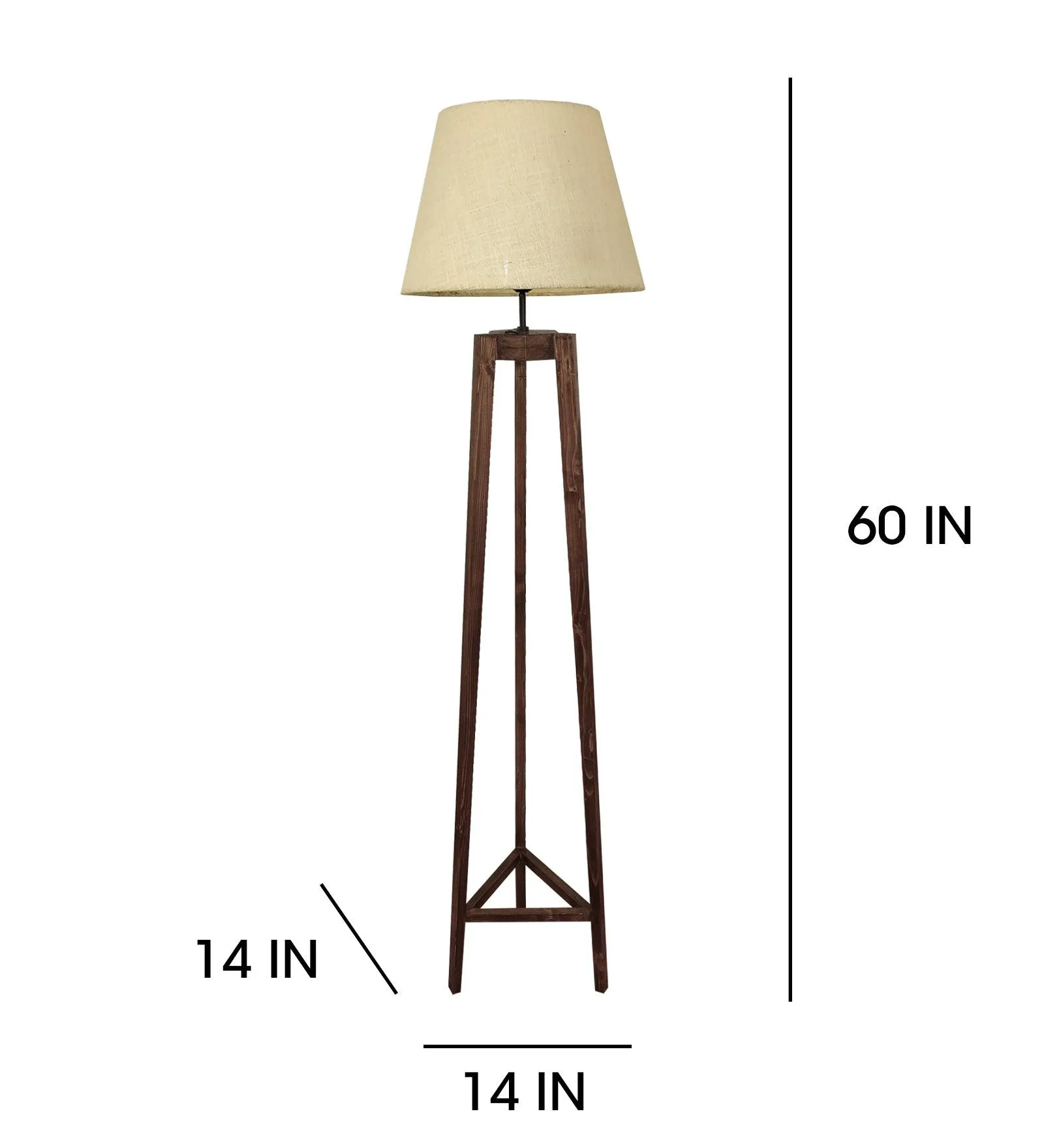 Adrienne Wooden Floor Lamp with Brown Base and Premium Beige Fabric Lampshade