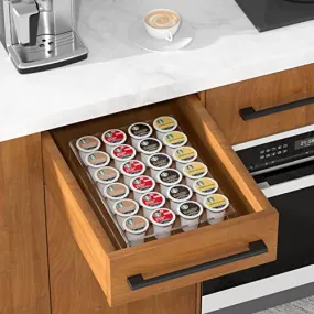 AITEE Acrylic K Cup Drawer Organizer, Clear K Cup Organizer Tray for Drawer or Countertop Storage, Hold 24 Coffee Capsules,K Cup Coffee Pod Holder for Office and Kitchen K Cup Storage (9.6x13.2Inches)