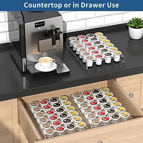 AITEE Acrylic K Cup Drawer Organizer, Clear K Cup Organizer Tray for Drawer or Countertop Storage, Hold 24 Coffee Capsules,K Cup Coffee Pod Holder for Office and Kitchen K Cup Storage (9.6x13.2Inches)