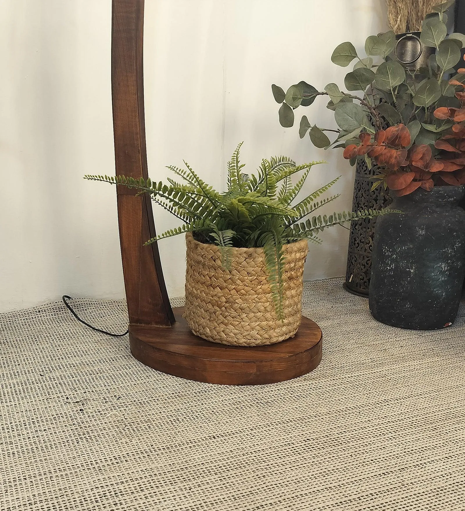 Alice Wooden Floor Lamp with Brown Base