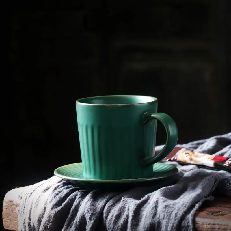 ANJI V- Ceramic Classic Coffee Cup & Saucer Set | Gourd Mug Set