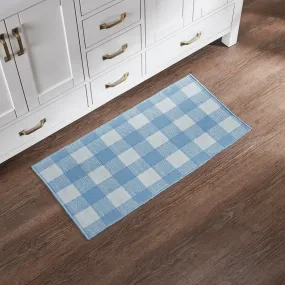 Annie Buffalo Check Blue Polyester Rug Rect 17x36