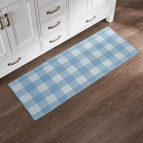 Annie Buffalo Check Blue Polyester Rug Rect 17x48