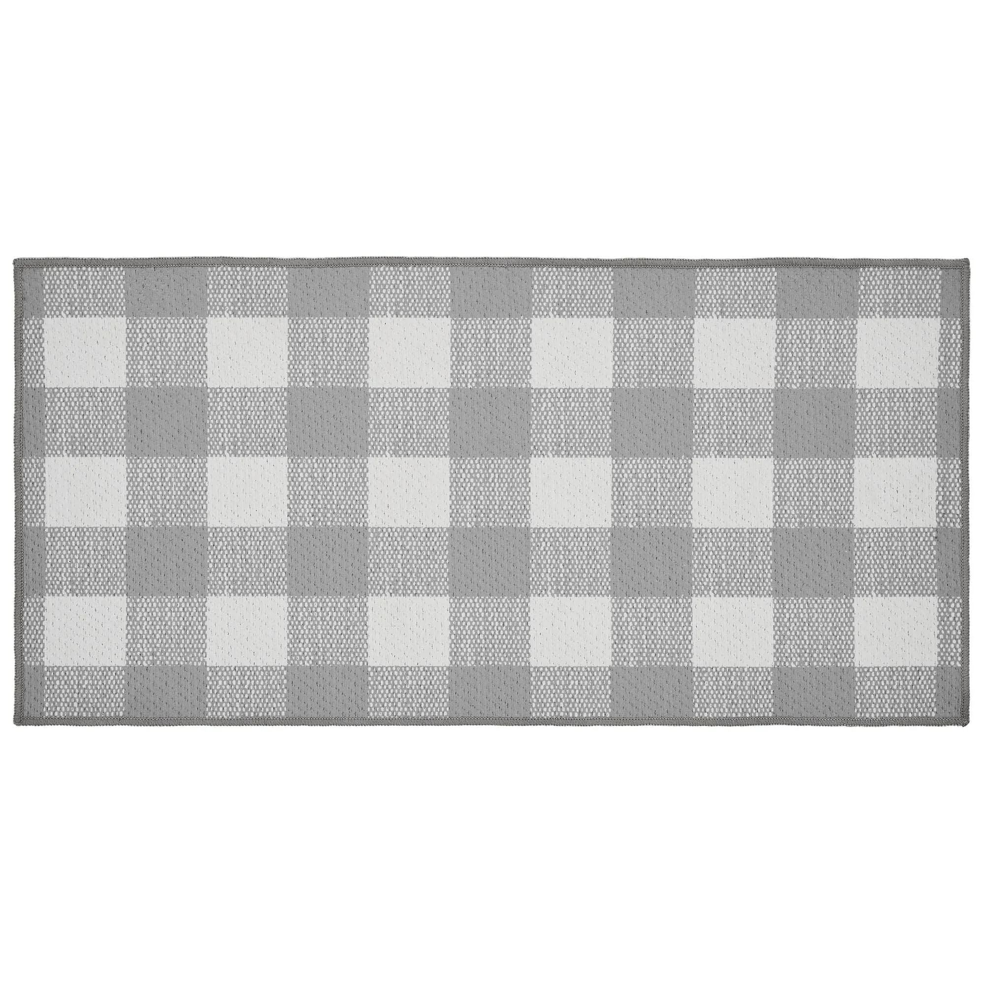 Annie Buffalo Check Grey Polyester Rug Rect 17x36