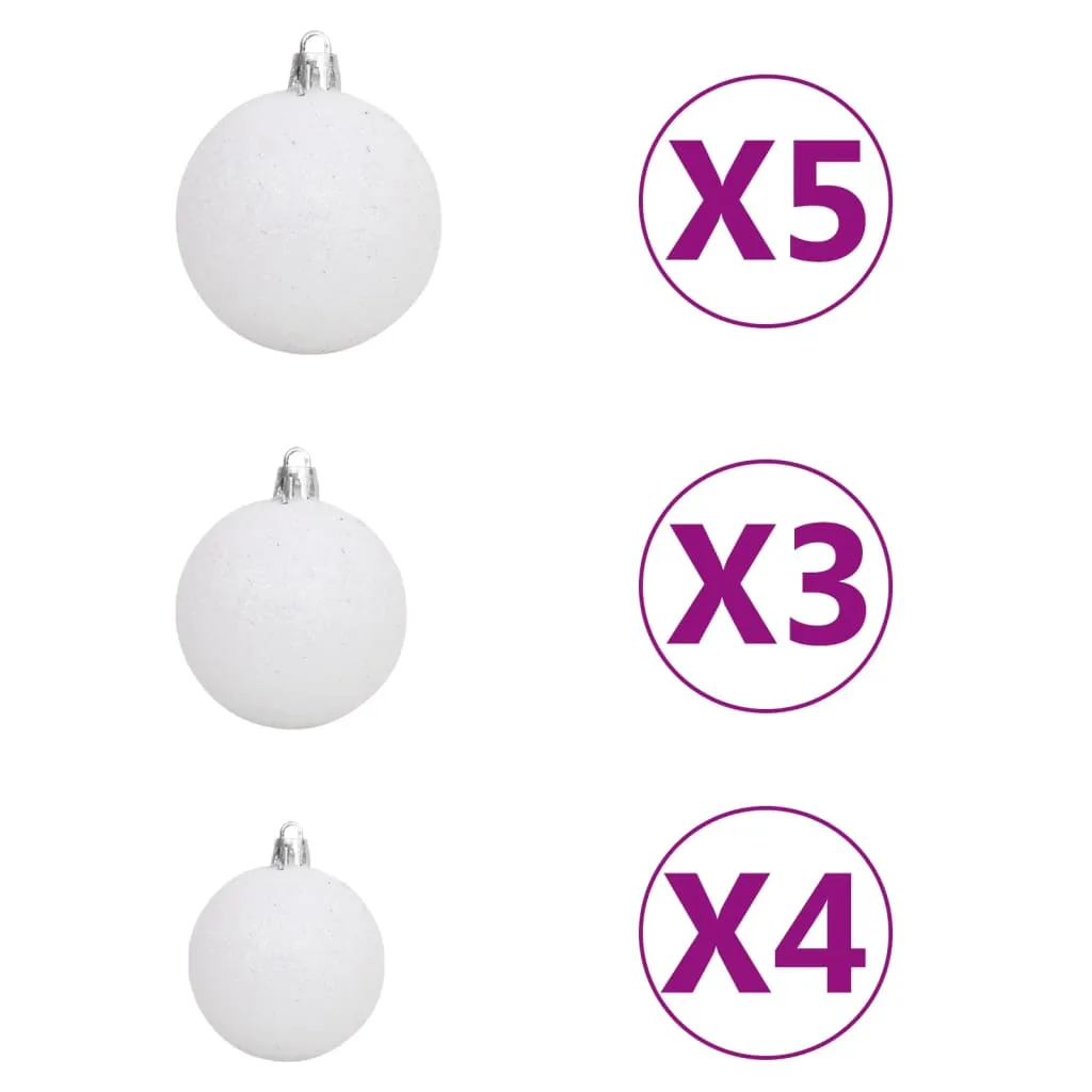 Artificial Half Christmas Tree with LEDs&Ball Set White 180 cm