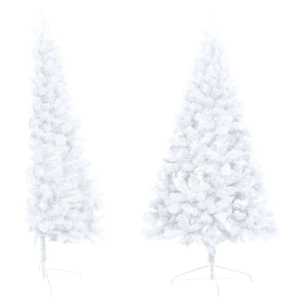 Artificial Half Christmas Tree with LEDs&Ball Set White 180 cm