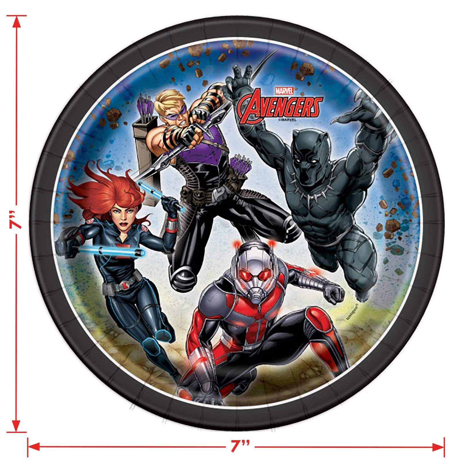 Avengers Comic Superhero Paper Dessert Plates, Beverage Napkins, Cups, Table Cover, and Birthday Banner Set (Serves 16)