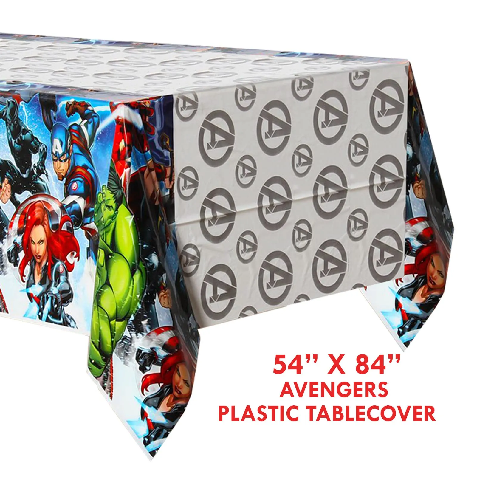 Avengers Comic Superhero Paper Dessert Plates, Beverage Napkins, Cups, Table Cover, and Birthday Banner Set (Serves 16)