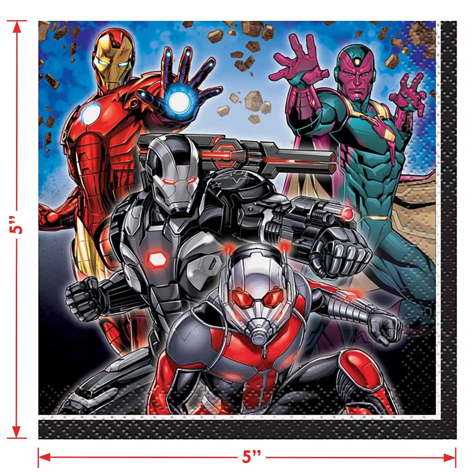 Avengers Comic Superhero Paper Dessert Plates, Beverage Napkins, Cups, Table Cover, and Birthday Banner Set (Serves 16)