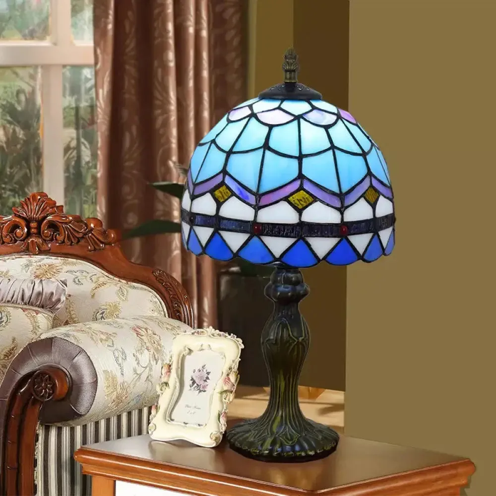 Baroque Dome Table Light with Stained Glass Design - Bedroom Décor