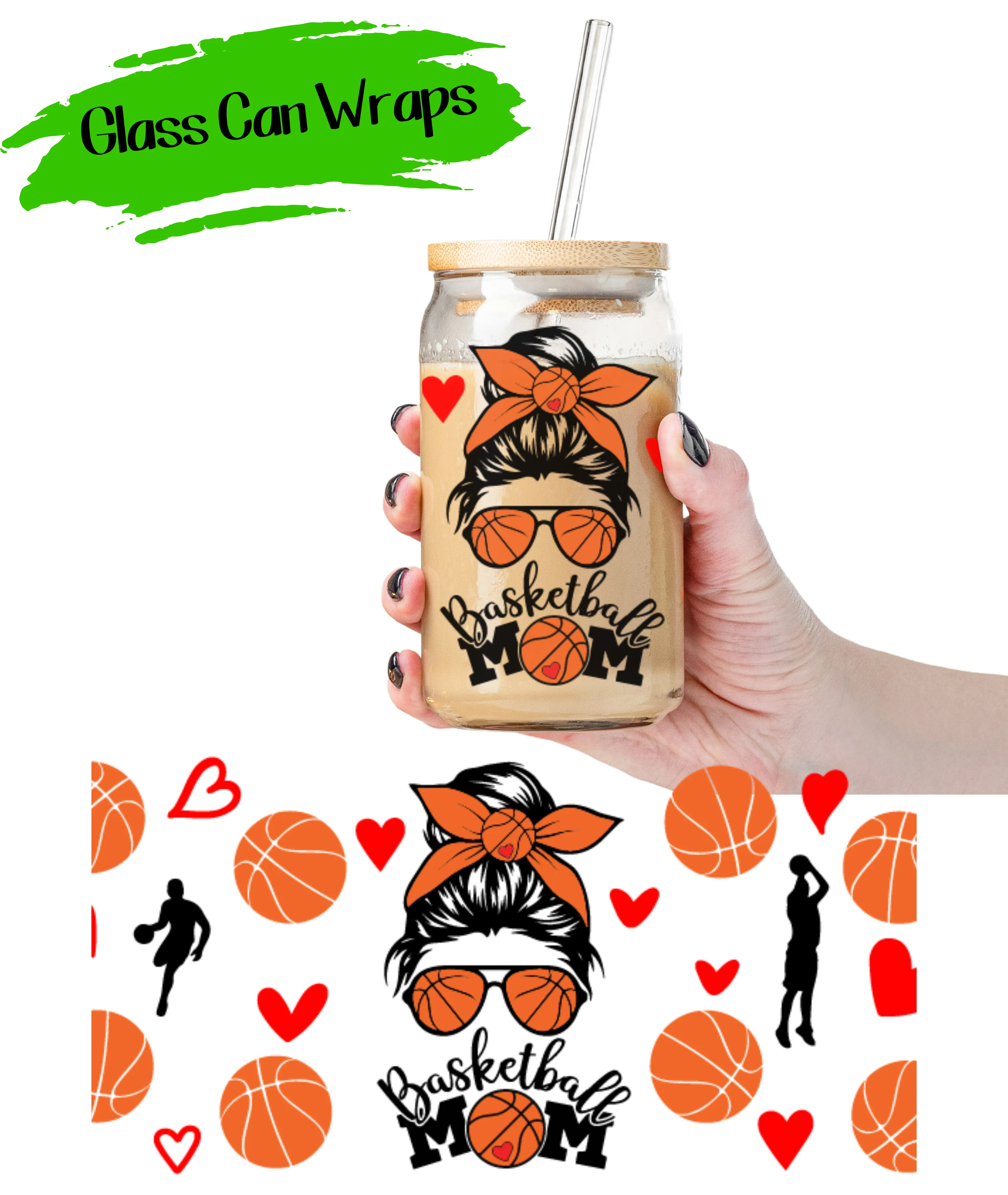 Basketball Mom  Wrap for 16/20 oz Cups - UV DTF or Sublimation (SHIPS IN 3-7 BUS DAYS)