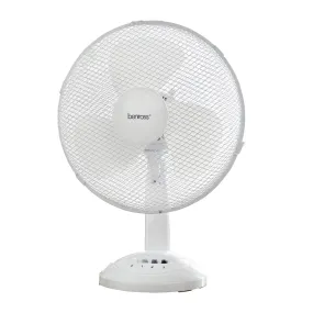 Benross 43920 12-Inch Standing Desk Fan/Easy Push Control Buttons / 3 Speed Settings/Oscillating Head/Safety Guard/Use In Home, Office, Commercial & More/White Colour