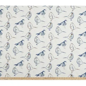 Bird Toile Regal Blue Slub Canvas Fabric