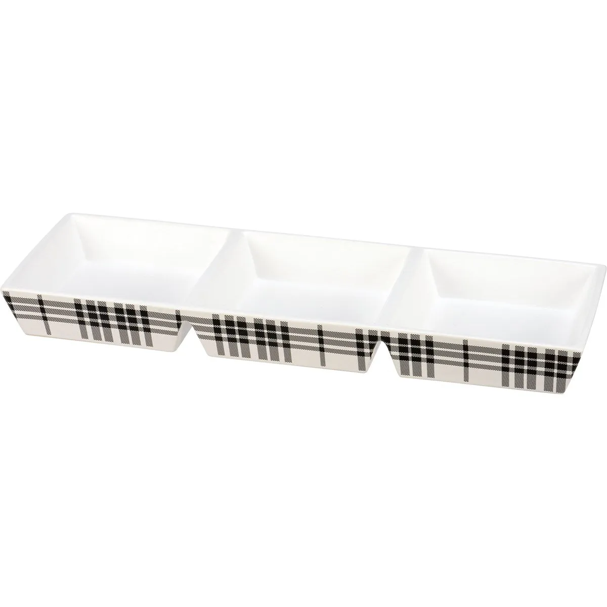 Black Plaid Tidbit Tray