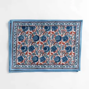 Bohemian Floral Blues & Paprika Placemat - Set of 4