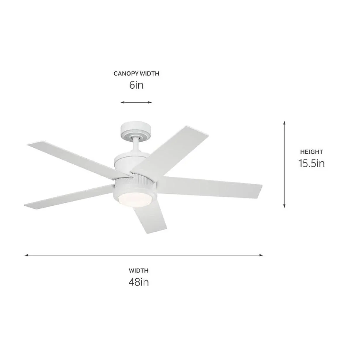 Brahm 48 Inch Matte White LED Indoor Ceiling Fan with Remote