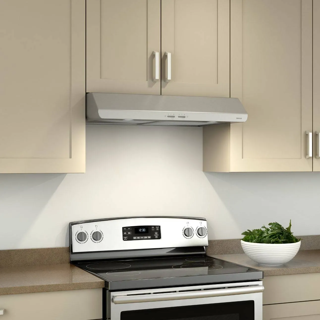 Broan Nutone BKSH130SS Sahale BKSH1-Series 30" Under Cabinet 300 Max Blower CFM 5.0 Sones Stainless Steel Range Hood