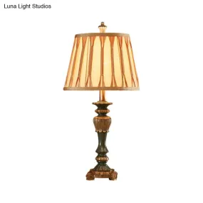 Bronze Fabric Table Lamp w/ Tapered Shade - 10"/12" Width, Traditional Style, Candlestick Base