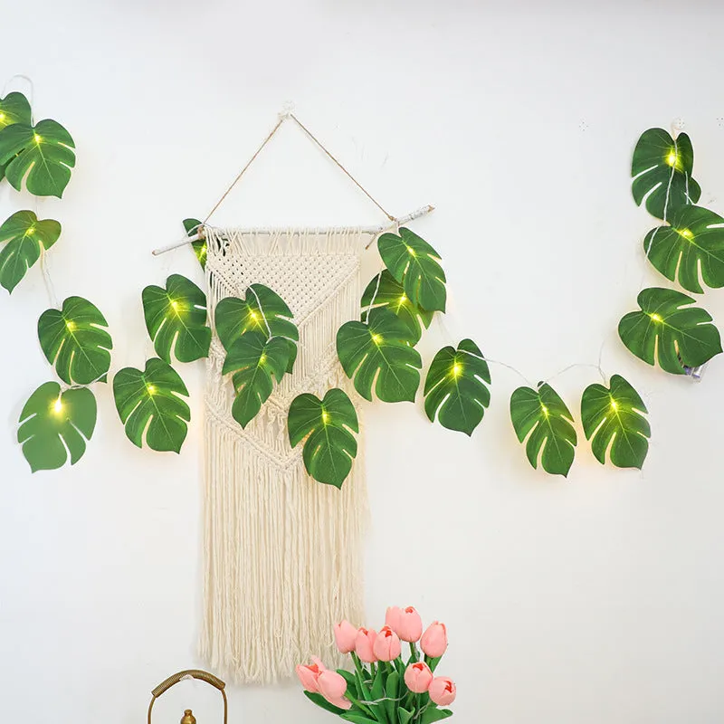 Bulk 10 Ft Monstera Leaf String Lights Tropical Artificial Rattan Palm Leaves Wholesale