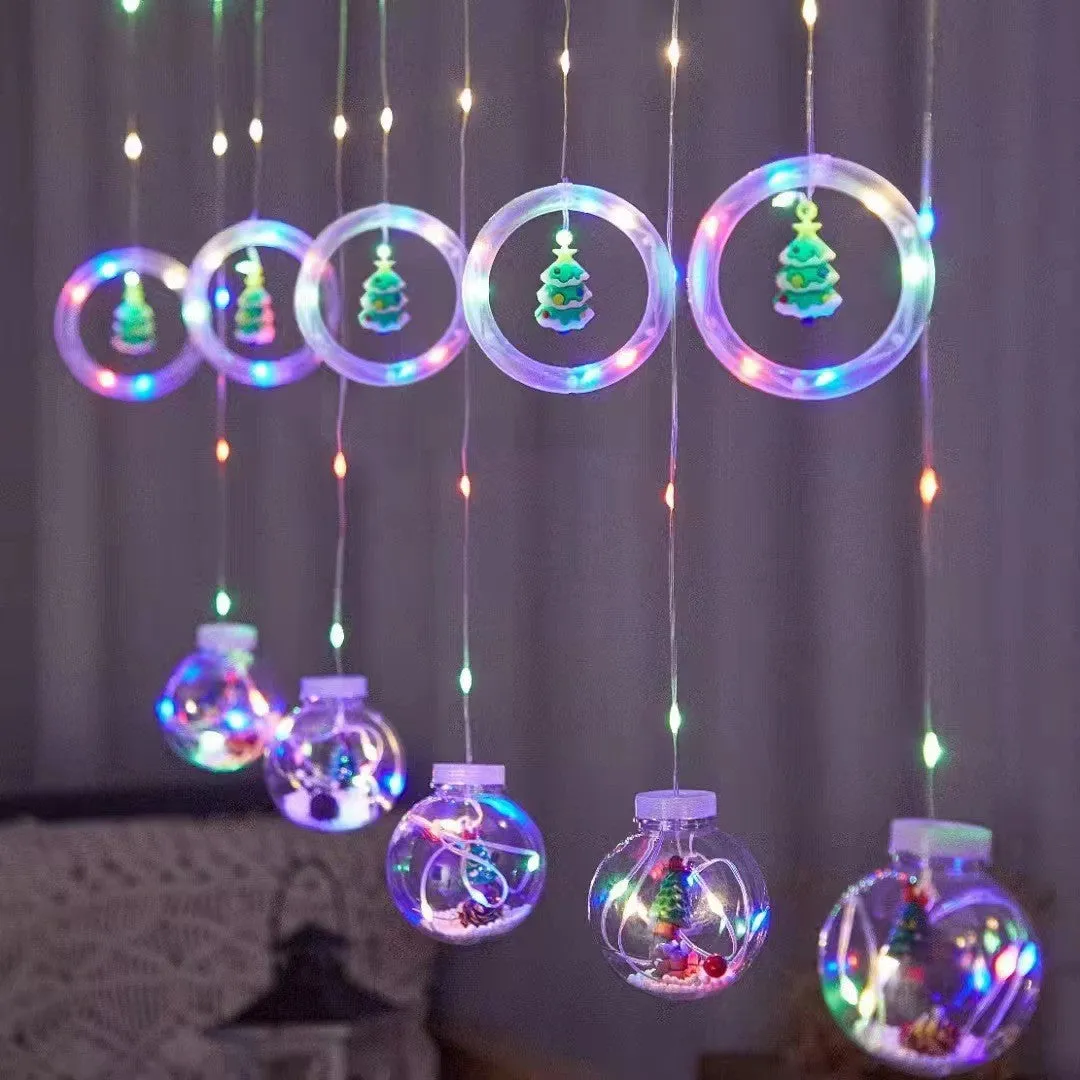 Bulk Christmas Window Hanging Lights Ornaments 118 Ft LED Curtain Lights Toys USB Powered String Lights with Smart Remote Control for Xmas Party Decor Wholesale