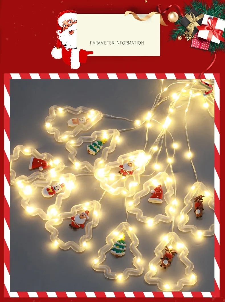 Bulk Christmas Window Hanging Lights Ornaments 118 Ft LED Curtain Lights Toys USB Powered String Lights with Smart Remote Control for Xmas Party Decor Wholesale