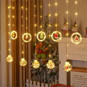 Bulk Christmas Window Hanging Lights Ornaments 118 Ft LED Curtain Lights Toys USB Powered String Lights with Smart Remote Control for Xmas Party Decor Wholesale