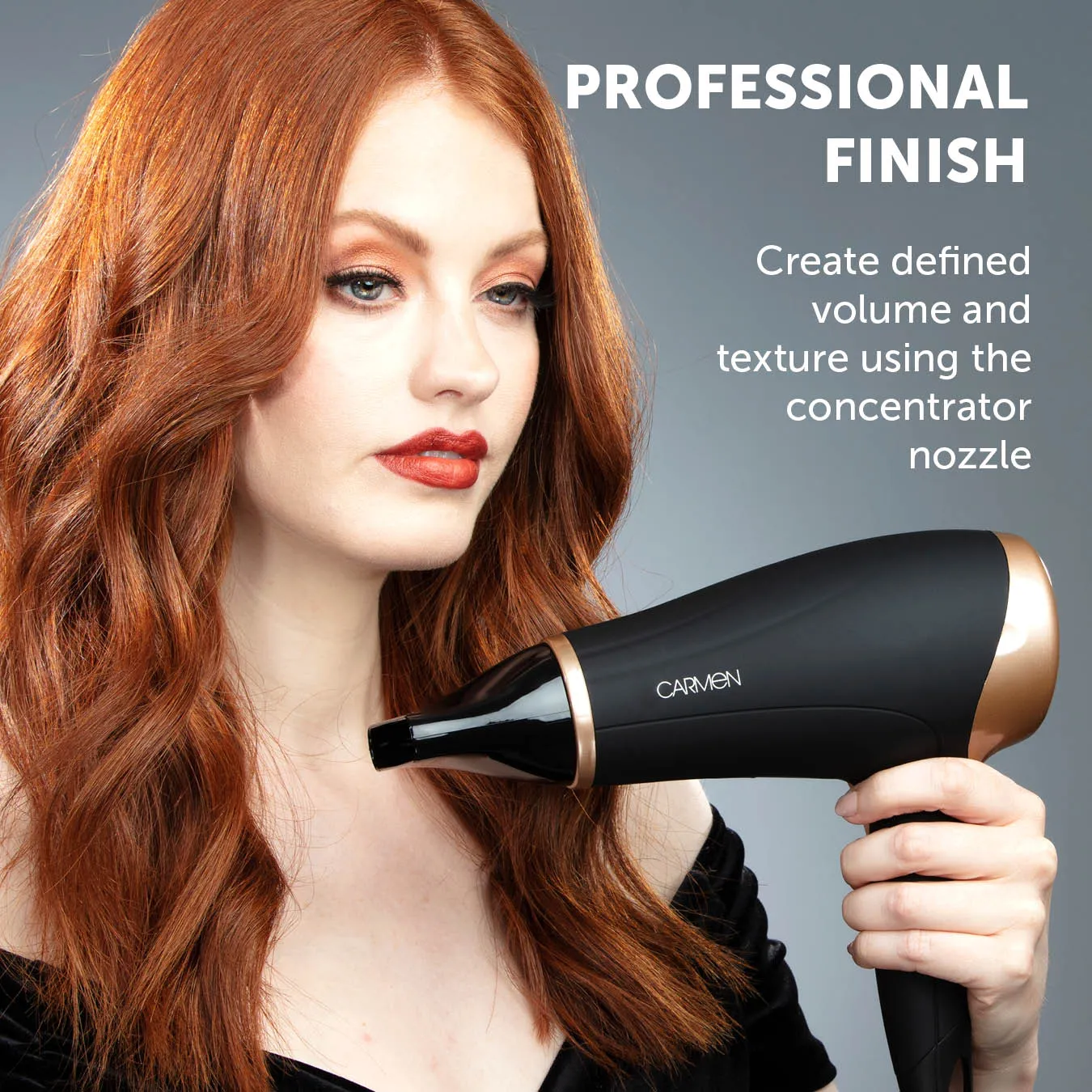 Carmen Noir Hair Dryer Gift Set - Black/Rose Gold