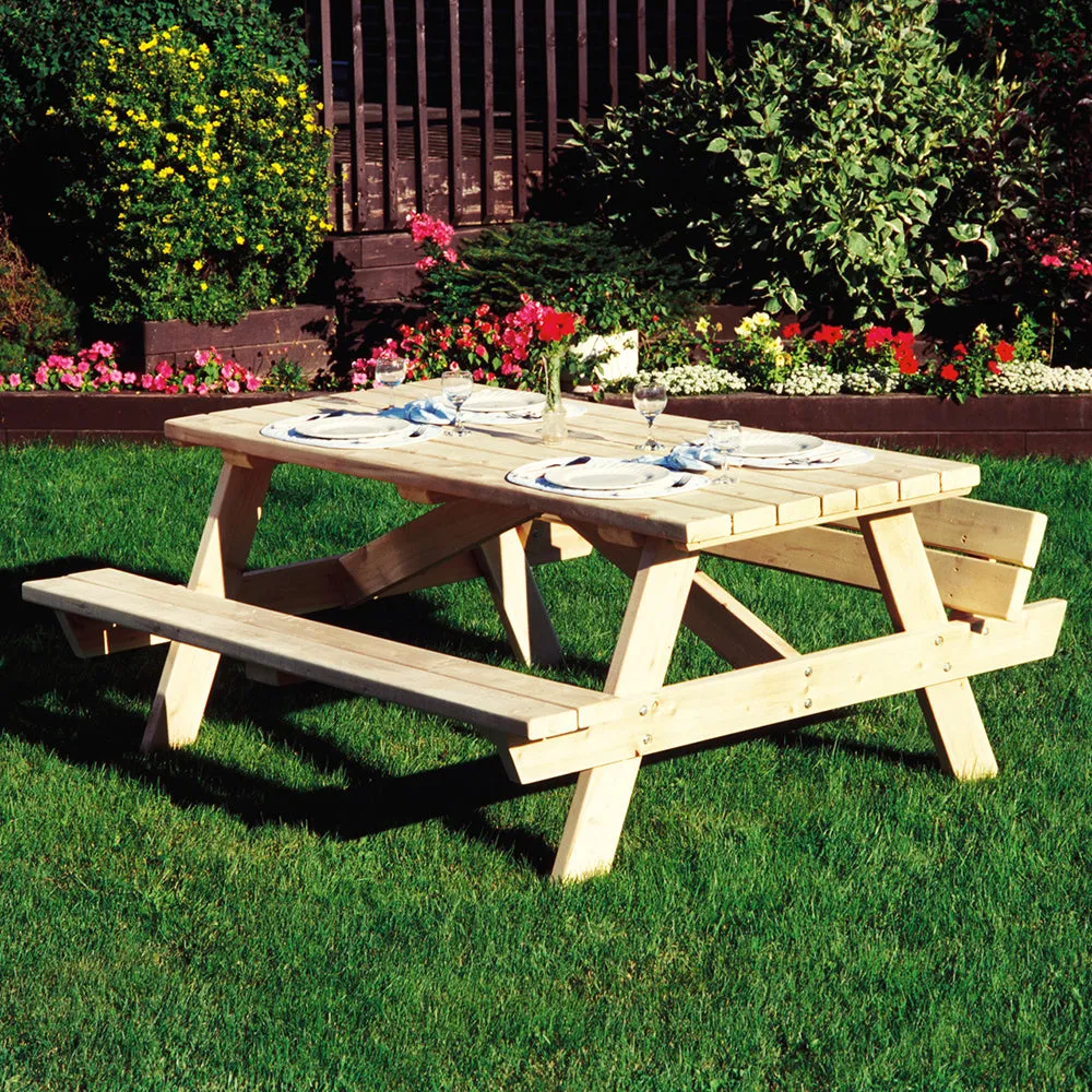 Cedar Looks Square Picnic Table with Folded Up Benches