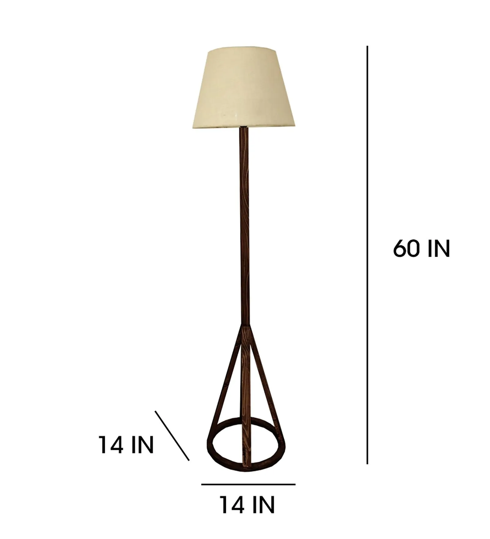 Celine Wooden Floor Lamp with Brown Base and Premium Beige Fabric Lampshade