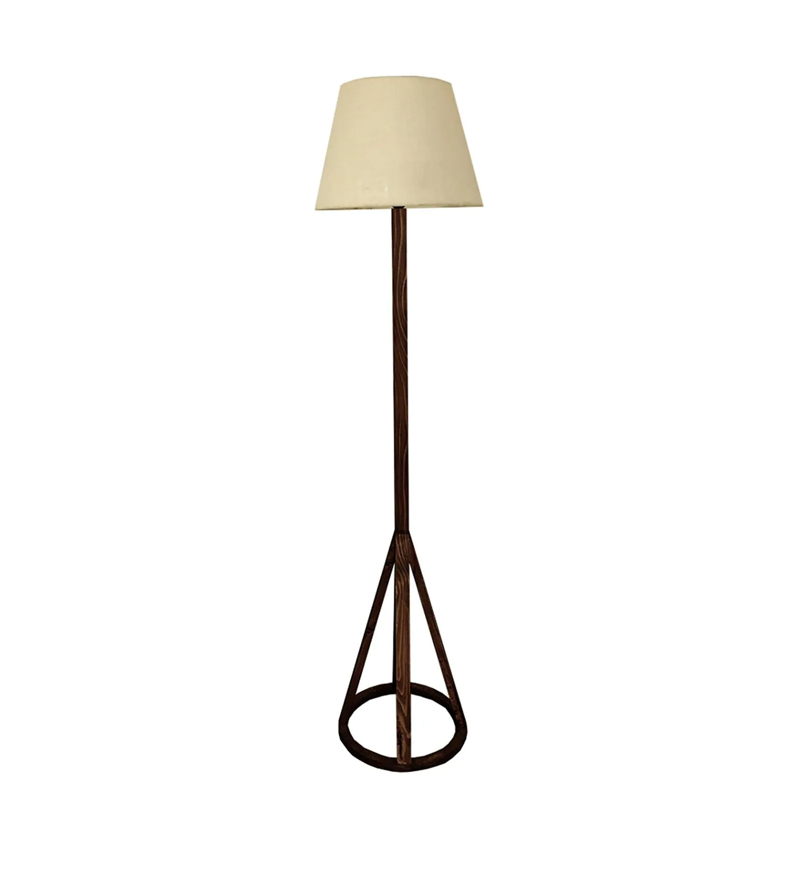 Celine Wooden Floor Lamp with Brown Base and Premium Beige Fabric Lampshade